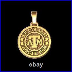 Aggie Mom Coin Pendant Taxes A&m Pendant With 18'' Chain 14k Yellow Gold Finish