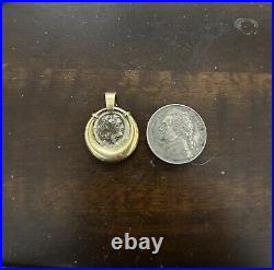 Alexander The Great Silver Coin And 14K Yellow Gold Pendant