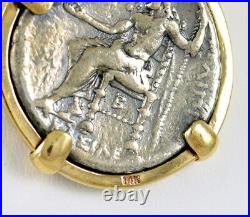 Alexander The Great Silver Tetradrachm Coin in 14K Gold Round Pendant 24 GRAMS