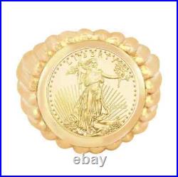 American Eagle Coin 2018 Men's Statement Engagement Ring 14k Yellow Gold Plated