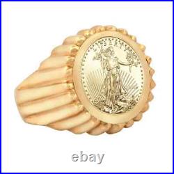 American Eagle Coin 2018 Men's Statement Engagement Ring 14k Yellow Gold Plated