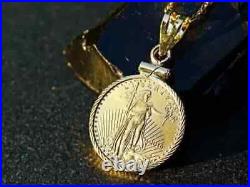 American Eagle Coin Liberty Pendant 18 Free Chain 14k Yellow Gold Plated Silver