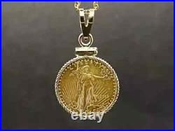 American Eagle Coin Liberty Pendant 18 Free Chain 14k Yellow Gold Plated Silver