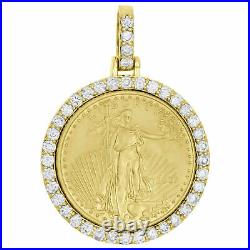 American Eagle Liberty Coin Diamond Mounting Pendant 3 CT. 14K Yellow Gold Over