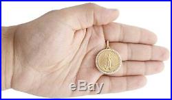 American Eagle Liberty Coin Round Diamond Mounting Pendant 14K Yellow Gold Over
