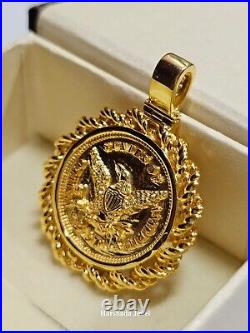 American Eagle Scales Gold Bullion Coin Shape only Pendant 14k Yellow Gold
