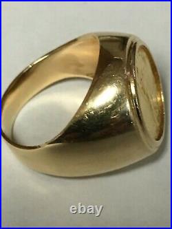 American Gold Eagle 5 Dollar Gold Coin 14kt Yellow Gold Men's Ring