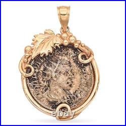 Ancient Silver Roman Coin in 14K Yellow Gold Pendant