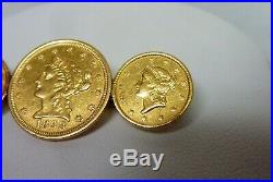 Antique 2 Gold US $1 and 1 Gold US $2.5 Coins Pin / Brooch I-9151