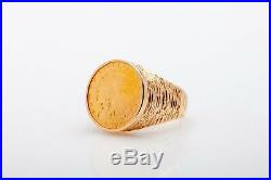 Antique $3400 1927 $2.50 Genuine INDIAN Gold COIN 14k Gold Mens Band Ring 15g