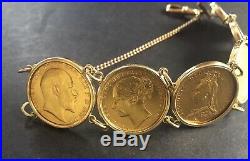 Antique 6 Full Sovereign 22k Gold Coins And 9K gold Bracelet