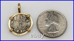 Antique Ancient $1500 GENUINE Shipwreck Coin Silver 14k Yellow Gold Pendant