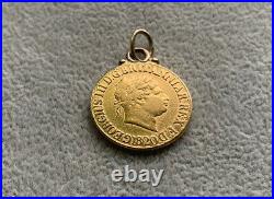 Antique King George III 1820 Full Sovereign Coin Pendant. Beautiful 22ct Gold
