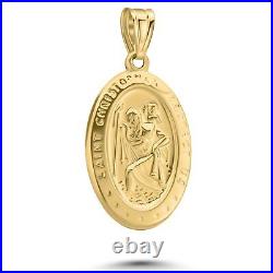 Art and Molly Real 14K Yellow Gold Oval Saint Christopher Coin Medal Pendant