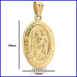 Art and Molly Real 14K Yellow Gold Oval Saint Christopher Coin Medal Pendant