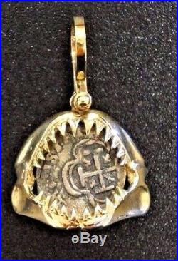 Atocha Coin Pendant Jaws 14K Yellow Gold Pirate Sunken Treasure Coin Jewelry