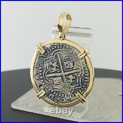 Atocha Shipwreck Coin Pendant 14K Gold and Sterling Silver 2 Reales Handmade