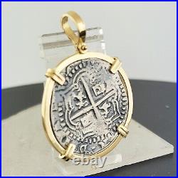 Atocha Shipwreck Coin Pendant 14K Gold and Sterling Silver 2 Reales Handmade