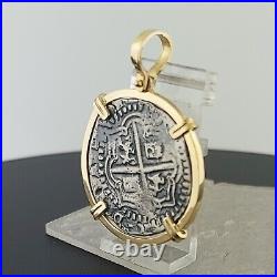 Atocha Shipwreck Coin Pendant 14K Gold and Sterling Silver 2 Reales Handmade