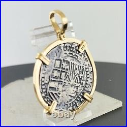 Atocha Shipwreck Coin Pendant 14K Gold and Sterling Silver 2 Reales Handmade