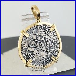 Atocha Shipwreck Coin Pendant 14K Gold and Sterling Silver 2 Reales Handmade