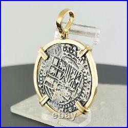 Atocha Shipwreck Coin Pendant 14K Gold and Sterling Silver 2 Reales Handmade