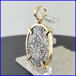 Atocha Shipwreck Coin Pendant 14K Gold and Sterling Silver 2 Reales Handmade