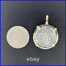 Atocha Shipwreck Coin Pendant 14K Gold and Sterling Silver 2 Reales Handmade