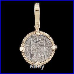 Atocha Sunken Treasure Jewelry Small Silver Coin Pendant with14K Gold Frame