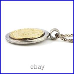 Auth Tiffany & Co. Necklace St. Christopher Coin Medal 750 Yellow Gold Silver 925