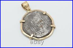 Authentic 14K YG Mounted Treasure Coin Pendant with Real Coin Atocha Salvage