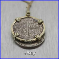 Authentic 14k Yellow Gold Spanish Reale Shipwreck Coin 24 Necklace