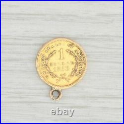 Authentic 1853 1 Dollar 900 Gold Coin 10k Gold Bezel Charm Small Pendant