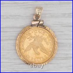 Authentic 1906 American Eagle 2.50D Coin Pendant 10k 900 Yellow Gold