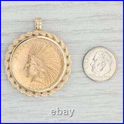 Authentic 1910 Indian Head Coin Pendant 14k Yellow Gold Finish Without Stone