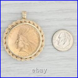 Authentic 1910 Indian Head Coin Without Stone Pendant 14k Yellow Gold Plated