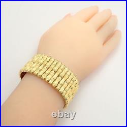 Authentic! Roberto Coin 18k Yellow Gold Diamond Large Wide Bamboo Bracelet