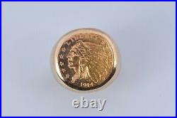 BEAUTIFUL 1914 Indian Head 2-1/2 Dollar Gold Coin Quarter Eagle 14K Ring