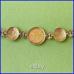 Beautiful 14k 22k Yellow Gold American Eagle Coin Bezel Bracelet