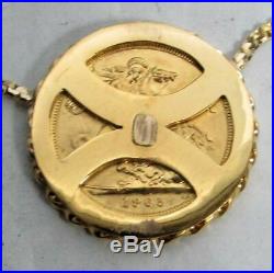 Beautiful British 22k Gold 1965 Sovereign Coin In 14k Gold Necklace