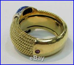 Beautiful Roberto Coin 18k Gold Diamonds & Gold Flake Lapis Lazuli Ring 7 1/2