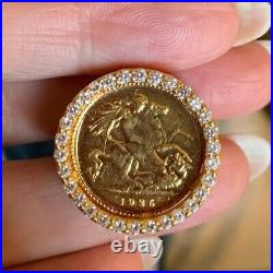 Beautiful coin 1985 14K Yellow Gold Plated 2Ct Real Moissanite Engagement RIng