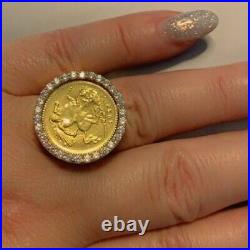 Beautiful coin 1985 14K Yellow Gold Plated 2Ct Real Moissanite Engagement RIng