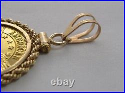 Bullion Coin Shape Without Stone Gorgeous Pendant With 14k Yellow Gold Plated