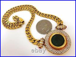 Byzantine ancient coin 6.00ct diamonds Cuban Link necklace 18kt +