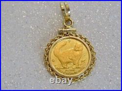CAT CROWN COIN Shape Beautiful Pendant 14k Yellow Gold Plated Without Stone