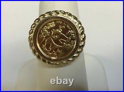 CHINESE PANDA BEAR COIN Beauty Fancy Solid Ring 14K Yellow Gold Plated
