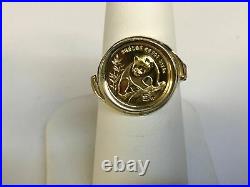 CHINESE PANDA BEAR COIN Men's Ring 925 Sterling Silver Yellow Gold Finish