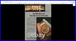 CORUM $20 GOLD COIN MEN'S WATCH (NEVER WORN) ON 18K GOLD BRACELET, 21mm/8 1/4 IN