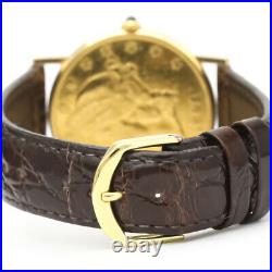 CORUM Coin Watch $20 18K Gold Leather Hand-Winding Mens Watch BF530135